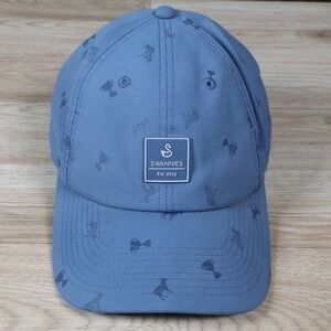 Swannies Strapback Hat Cap Blue Golf Trophy Tiger Goat All Over Print Patch